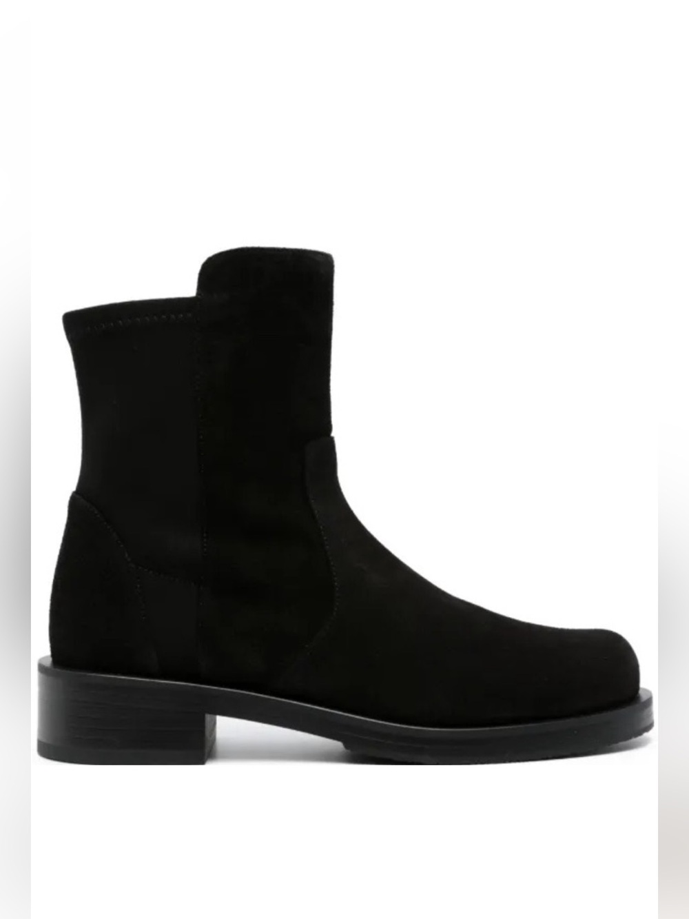 Stuart Weitzman 5050 Bold Zip Ankle Bootie in Black Suede Size: 9